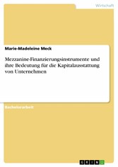 Mezzanine-Finanzierungsinstrumente und ihre Bedeutung für die Kapitalausstattung von Unternehmen