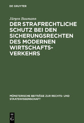 Der strafrechtliche Schutz bei den Sicherungsrechten des modernen Wirtschaftsverkehrs