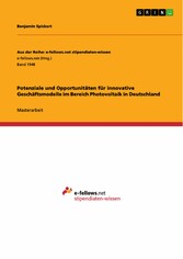 Potenziale und Opportunitäten für innovative Geschäftsmodelle im Bereich Photovoltaik in Deutschland