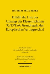 Enthält die Liste des Anhangs der Klauselrichtlinie 93/13/EWG Grundregeln des Europäischen Vertragsrechts?