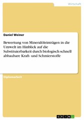 Bewertung von Mineralöleinträgen in die Umwelt im Hinblick auf die Substituierbarkeit durch biologisch schnell abbaubare Kraft- und Schmierstoffe