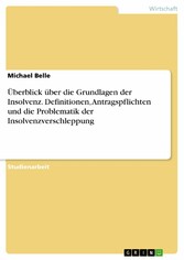 Überblick über die Grundlagen der Insolvenz. Definitionen, Antragspflichten und die Problematik der Insolvenzverschleppung