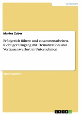 Erfolgreich führen und zusammenarbeiten. Richtiger Umgang mit Demotivation und Vertrauensverlust in Unternehmen