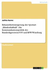 Bekanntheitssteigerung der Sportart 'Blindenfußball'. Die  Kommunikationspolitik des Bundesligavereins VSV und BFW Würzburg