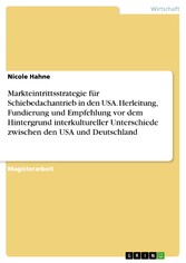 Markteintrittsstrategie für Schiebedachantrieb in den USA. Herleitung, Fundierung und Empfehlung vor dem Hintergrund interkultureller Unterschiede zwischen den USA und Deutschland