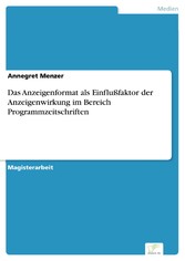 Das Anzeigenformat als Einflußfaktor der Anzeigenwirkung im Bereich Programmzeitschriften