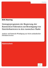 Strategieprogramm der Regierung der Russischen Föderation zur Beseitigung von Eintrittsbarrieren in den russischen Markt