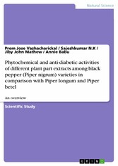 Phytochemical and anti-diabetic activities of different plant part extracts among black pepper (Piper nigrum) varieties in comparison with Piper longum and Piper betel