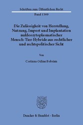 Die Zulässigkeit von Herstellung, Nutzung, Import und Implantation nukleozytoplasmatischer Mensch-Tier-Hybride aus rechtlicher und rechtspolitischer Sicht.