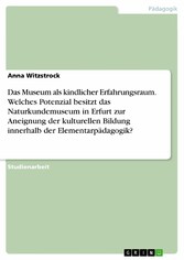 Das Museum als kindlicher Erfahrungsraum. Welches Potenzial besitzt das Naturkundemuseum in Erfurt zur Aneignung der kulturellen Bildung innerhalb der Elementarpädagogik?