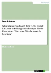 Schulungsentwurf nach dem 4C/ID Modell für Leiter in Bildungseinrichtungen für die Kompetenz 'Eine neue Mitarbeiterstelle besetzen'