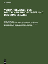 Sachregister zu den Verhandlungen des Deutschen Bundestages 10. Wahlperiode (1983-1987) und zu den Verhandlungen des Bundesrates (1983-1986)