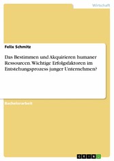 Das Bestimmen und Akquirieren humaner Ressourcen. Wichtige Erfolgsfaktoren im Entstehungsprozess junger Unternehmen?