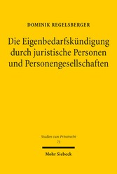 Die Eigenbedarfskündigung durch juristische Personen und Personengesellschaften