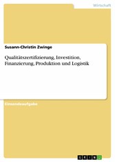 Qualitätszertifizierung, Investition, Finanzierung, Produktion und Logistik