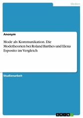 Mode als Kommunikation. Die Modetheorien bei Roland Barthes und Elena Esposito im Vergleich