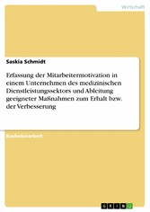 Erfassung der Mitarbeitermotivation in einem Unternehmen des medizinischen Dienstleistungssektors und Ableitung geeigneter Maßnahmen zum Erhalt bzw. der Verbesserung