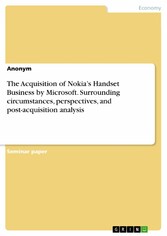 The Acquisition of Nokia's Handset Business by Microsoft. Surrounding circumstances, perspectives, and post-acquisition analysis