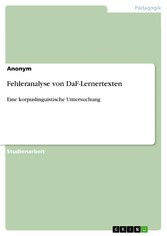 Fehleranalyse von DaF-Lernertexten