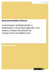 Gouvernance institutionnelle et performance des projets agricoles. Une analyse critique des projets du Centre-Ouest du Burkina Faso