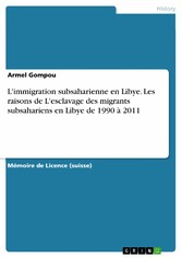 L'immigration subsaharienne en Libye. Les raisons de L'esclavage des migrants subsahariens en Libye de 1990 à 2011