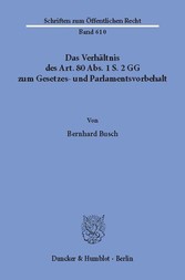 Das Verhältnis des Art. 80 Abs. 1 S. 2 GG zum Gesetzes- und Parlamentsvorbehalt.