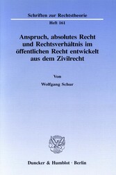 Anspruch, absolutes Recht und Rechtsverhältnis im öffentlichen Recht entwickelt aus dem Zivilrecht.