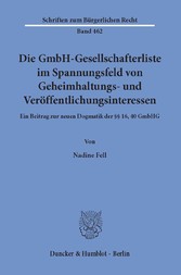 Die GmbH-Gesellschafterliste im Spannungsfeld von Geheimhaltungs- und Veröffentlichungsinteressen.