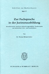 Zur Fachsprache in der Juristenausbildung.