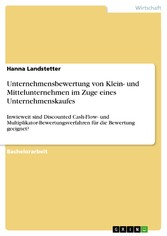 Unternehmensbewertung von Klein- und Mittelunternehmen im Zuge eines Unternehmenskaufes