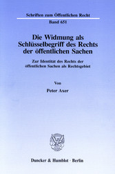 Die Widmung als Schlüsselbegriff des Rechts der öffentlichen Sachen.