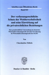 Der verfassungsrechtliche Schutz der Wettbewerbsfreiheit und seine Einwirkung auf die privatrechtlichen Beziehungen.