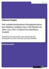 Die verhaltensorientierte Primärprävention des Diabetes mellitus Typs 2 für Kinder im Alter von 2 bis 12 Jahren im familiären Umfeld. Die Vermittlung gesunderhaltender Ernährungsmaßnahmen