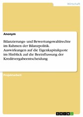 Bilanzierungs- und Bewertungswahlrechte im Rahmen der Bilanzpolitik. Auswirkungen auf die Eigenkapitalquote im Hinblick auf die Beeinflussung der Kreditvergabeentscheidung