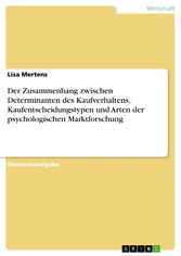 Der Zusammenhang zwischen Determinanten des Kaufverhaltens, Kaufentscheidungstypen und Arten der psychologischen Marktforschung