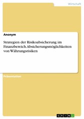 Strategien der Risikoabsicherung im Finanzbereich. Absicherungsmöglichkeiten von Währungsrisiken