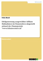 Erfolgsmessung ausgewählter Affiliate Maßnahmen im Finanzsektor, dargestellt anhand des Finanzportals 'www.felixinvestiert.de'