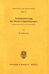 Systematisierung der Steuervergünstigungen.