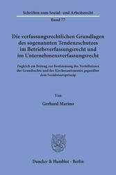 Die verfassungsrechtlichen Grundlagen des sogenannten Tendenzschutzes im Betriebsverfassungsrecht und im Unternehmensverfassungsrecht.