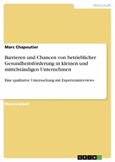 Barrieren und Chancen von betrieblicher Gesundheitsförderung in kleinen und mittelständigen Unternehmen