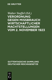 Verordnung gegen Mißbrauch wirtschaftlicher Machtstellungen vom 2. November 1923