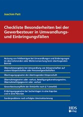 Checkliste Besonderheiten bei der Gewerbesteuer in Umwandlungs- und Einbringungsfällen