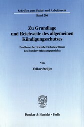 Zu Grundlage und Reichweite des allgemeinen Kündigungsschutzes.