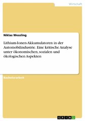 Lithium-Ionen-Akkumulatoren in der Automobilindustrie. Eine kritische Analyse unter ökonomischen, sozialen und ökologischen Aspekten