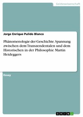 Phänomenologie der Geschichte. Spannung zwischen dem Transzendentalen und dem Historischen in der Philosophie Martin Heideggers