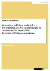 Gesundheit in kleinen und mittleren Unternehmen (KMU). Eine Befragung zu den Potenzialen betrieblicher Gesundheitsförderungsaktivitäten