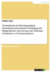 Teambildung als Führungsaufgabe. Darstellung und kritische Würdigung der Möglichkeiten und Grenzen der Führung im Rahmen von Teamstrukturen