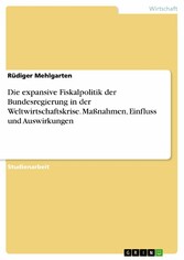 Die expansive Fiskalpolitik der Bundesregierung in der Weltwirtschaftskrise. Maßnahmen, Einfluss und Auswirkungen