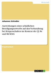 Auswirkungen eines schädlichen Beteiligungserwerbs auf den Verlustabzug bei Körperschaften im Kontext der §§ 8c und 8d KStG