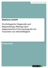 Psychologische Diagnostik und Begutachtung. Planung einer diagnostischen Untersuchung für ein Gutachten zur Arbeitsfähigkeit